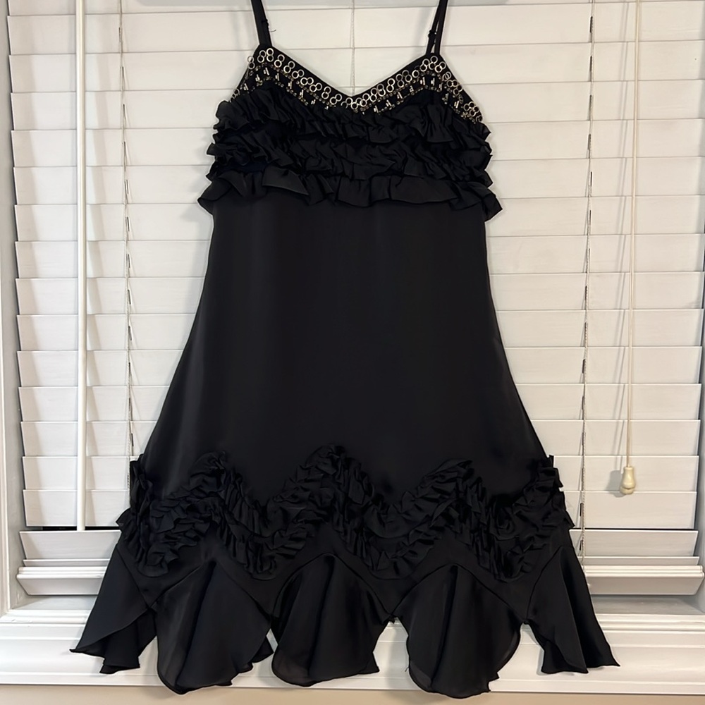 Size small black dress with ruffle detailing